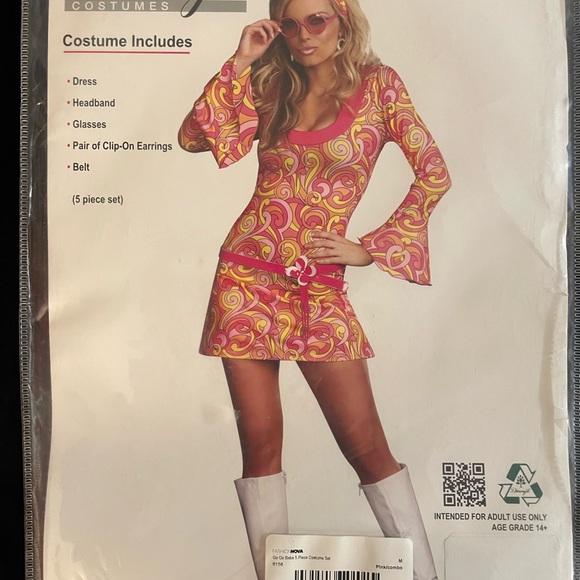 Groovy 60s Costume Dress with accessories - Picture 1 of 3